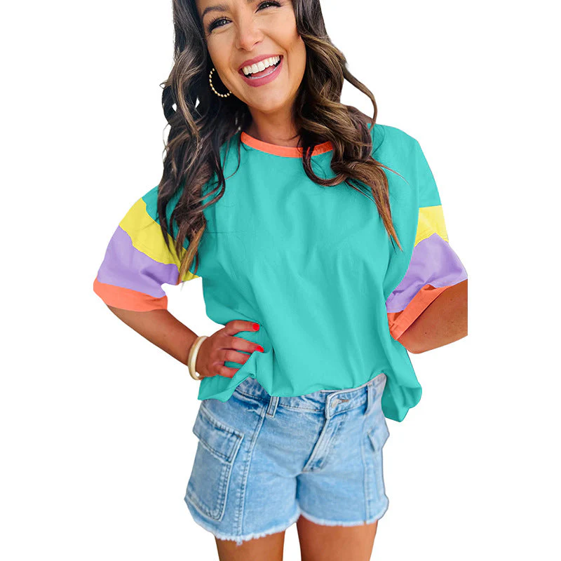 Damen Lässiges T-Shirt mit Bunten Ärmeln Heidi-Mode - Image 6