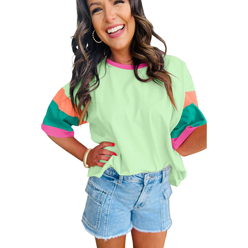 Damen Lässiges T-Shirt mit Bunten Ärmeln Heidi-Mode - Image 7