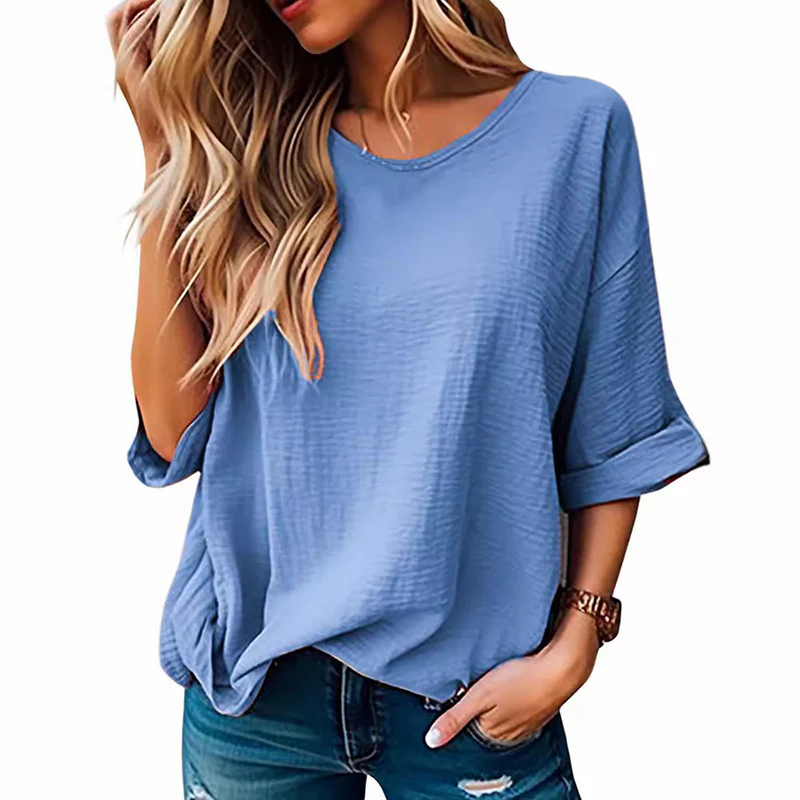 Damen Lässiges T-Shirt mit lockerer Passform und kurzem Arm Heidi-Mode - Image 5