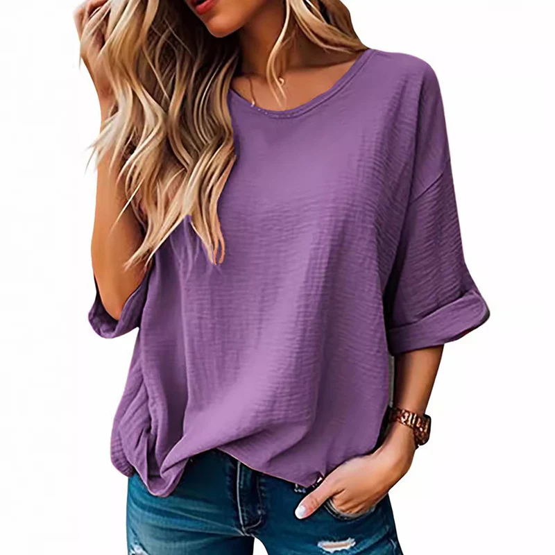 Damen Lässiges T-Shirt mit lockerer Passform und kurzem Arm Heidi-Mode - Image 8