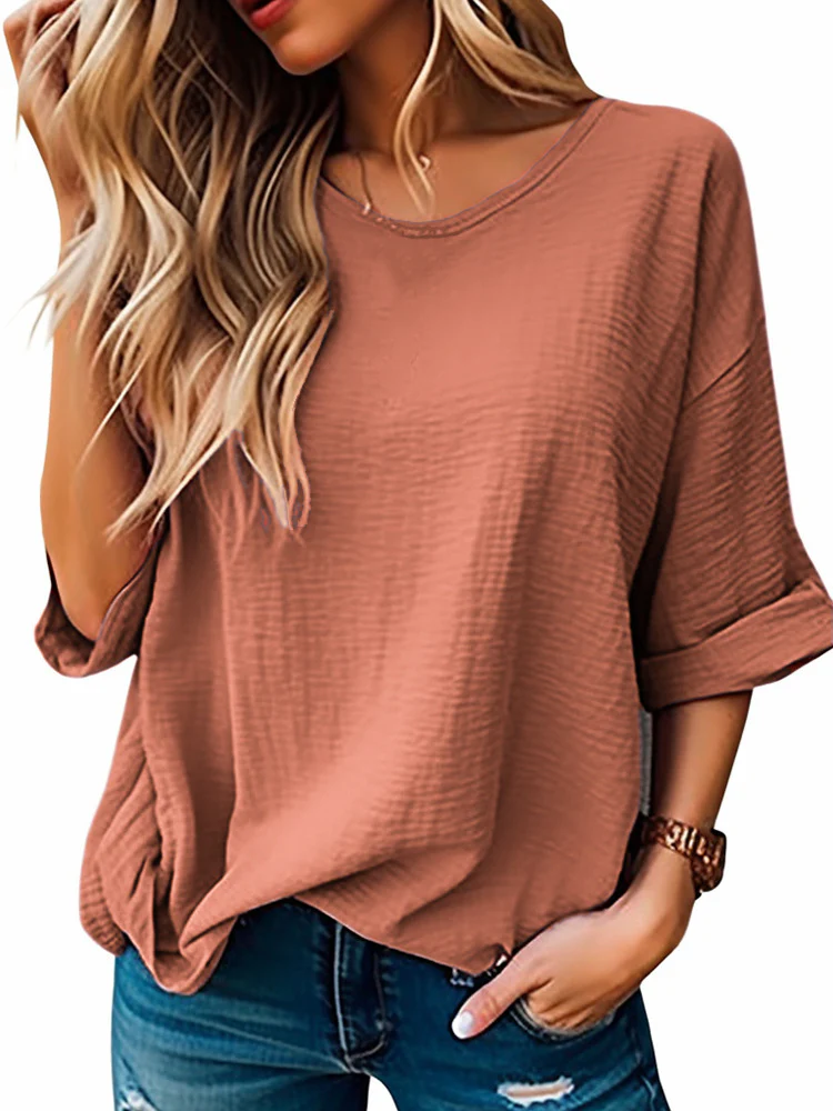Damen Lässiges T-Shirt mit lockerer Passform und kurzem Arm Heidi-Mode - Image 9