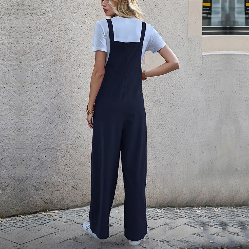 Damen Latzhose Im Relaxierten Palazzo-Stil mit Praktischen Taschen und Verstellbaren Trägern Heidi-Mode - Image 4