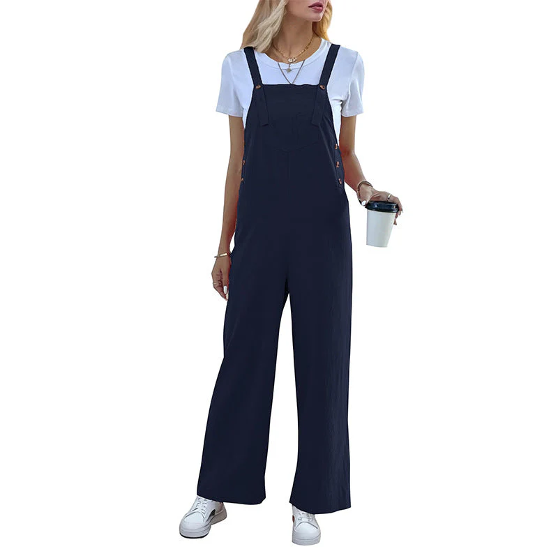 Damen Latzhose Im Relaxierten Palazzo-Stil mit Praktischen Taschen und Verstellbaren Trägern Heidi-Mode - Image 5
