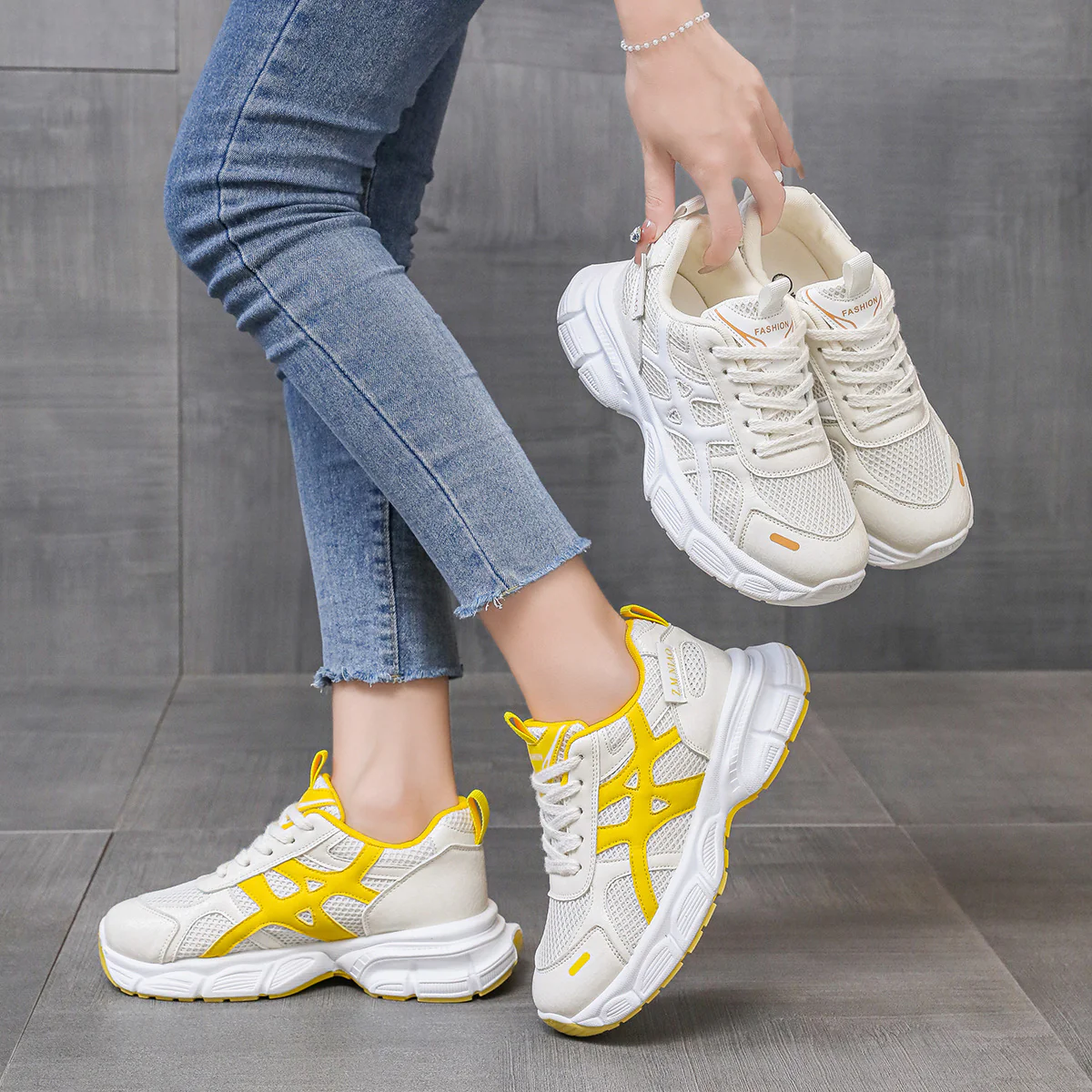 Damen Laufsohlen Sneakers mit atmungsaktivem Obermaterial Heidi Mode - Image 3