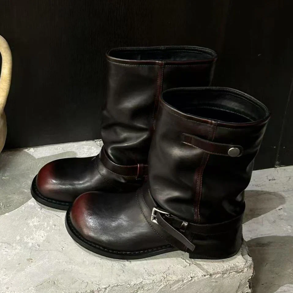 Damen Lederstiefel mit modischen Schnallenverzierungen Heidi Mode - Image 2