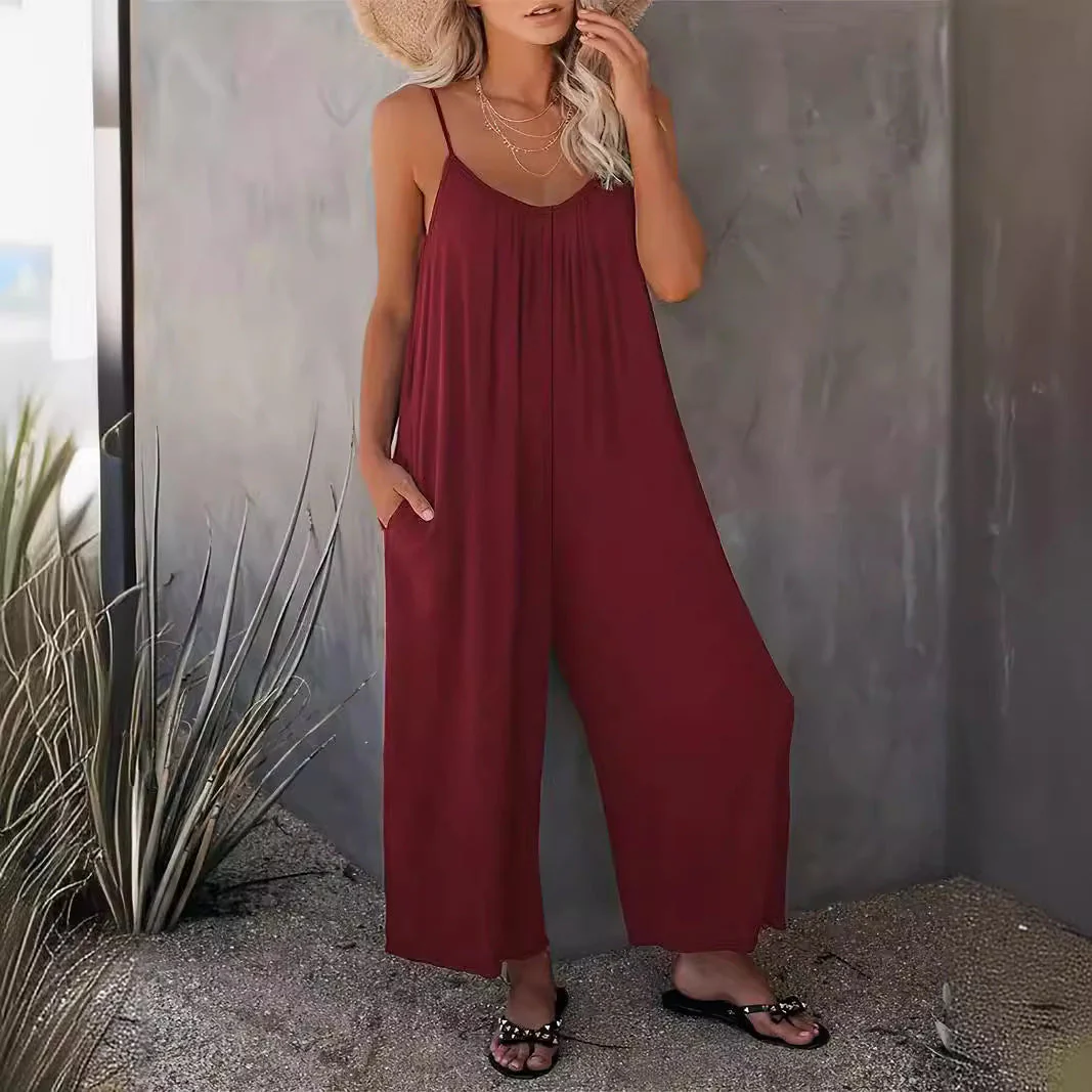 Damen Legerer Jumpsuit Aus Fließendem Stoff mit Verstellbaren Trägern und Praktischen Taschen Heidi-Mode - Image 2