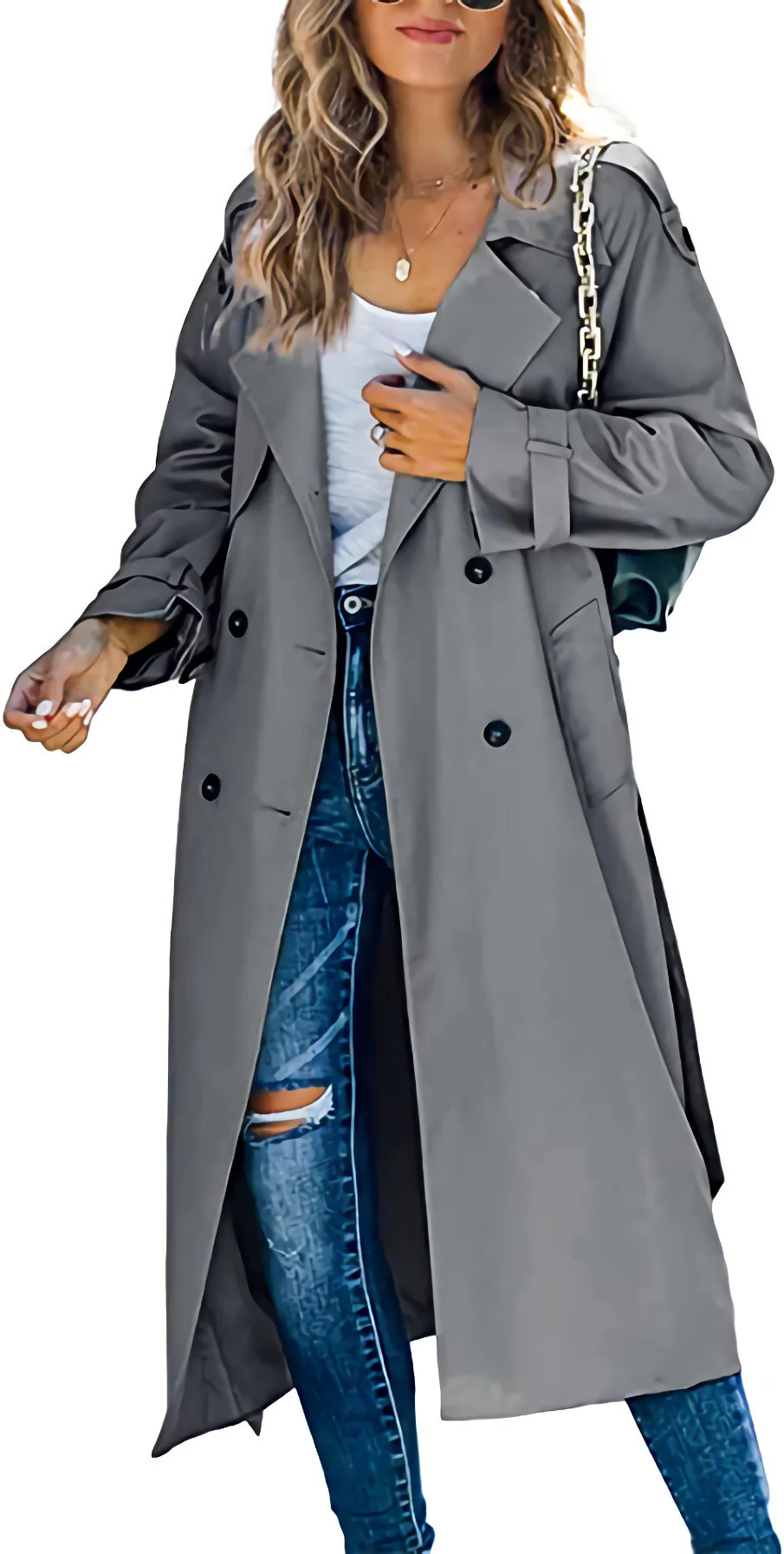 Damen legerer Trenchcoat mit Gürteldesign und stylischen Knöpfen Heidi-Mode - Image 8