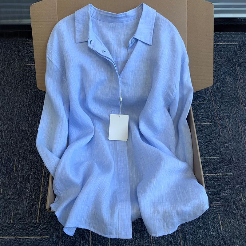 Damen Leichte Bluse Aus Atmungsaktivem Leinen mit Lässigem Schnitt Heidi-Mode - Image 3