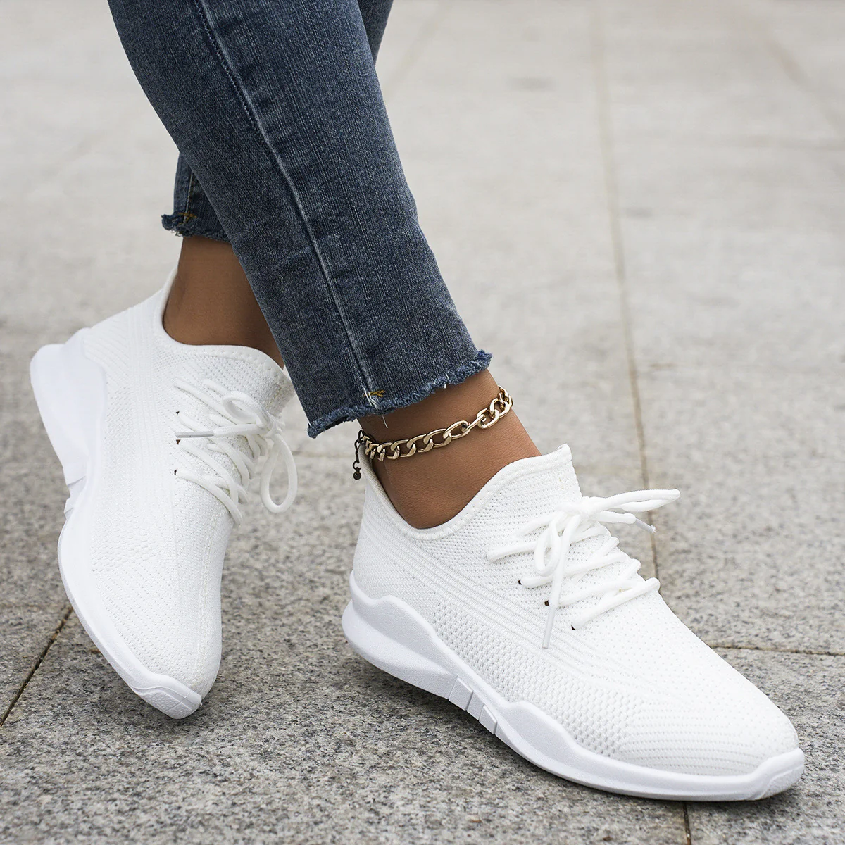 Damen Leichte Sneakers mit atmungsaktivem Obermaterial und elastischer Schnürung Heidi Mode - Image 3