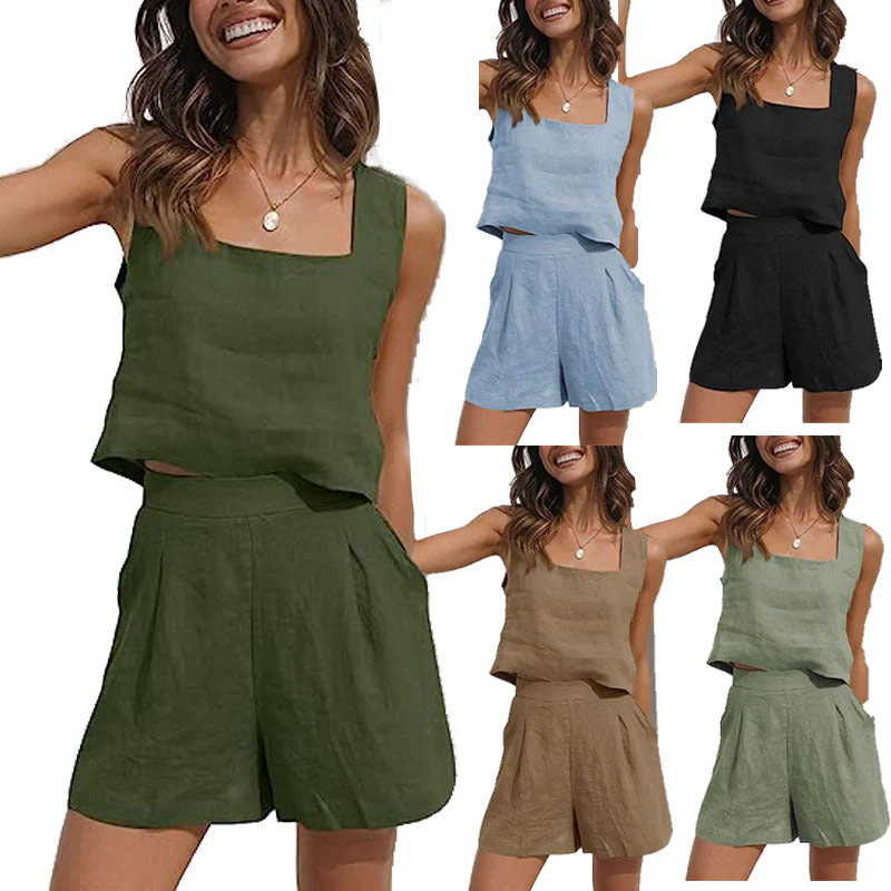 Damen Leichte Sommerbluse und Shorts Set Heidi-Mode