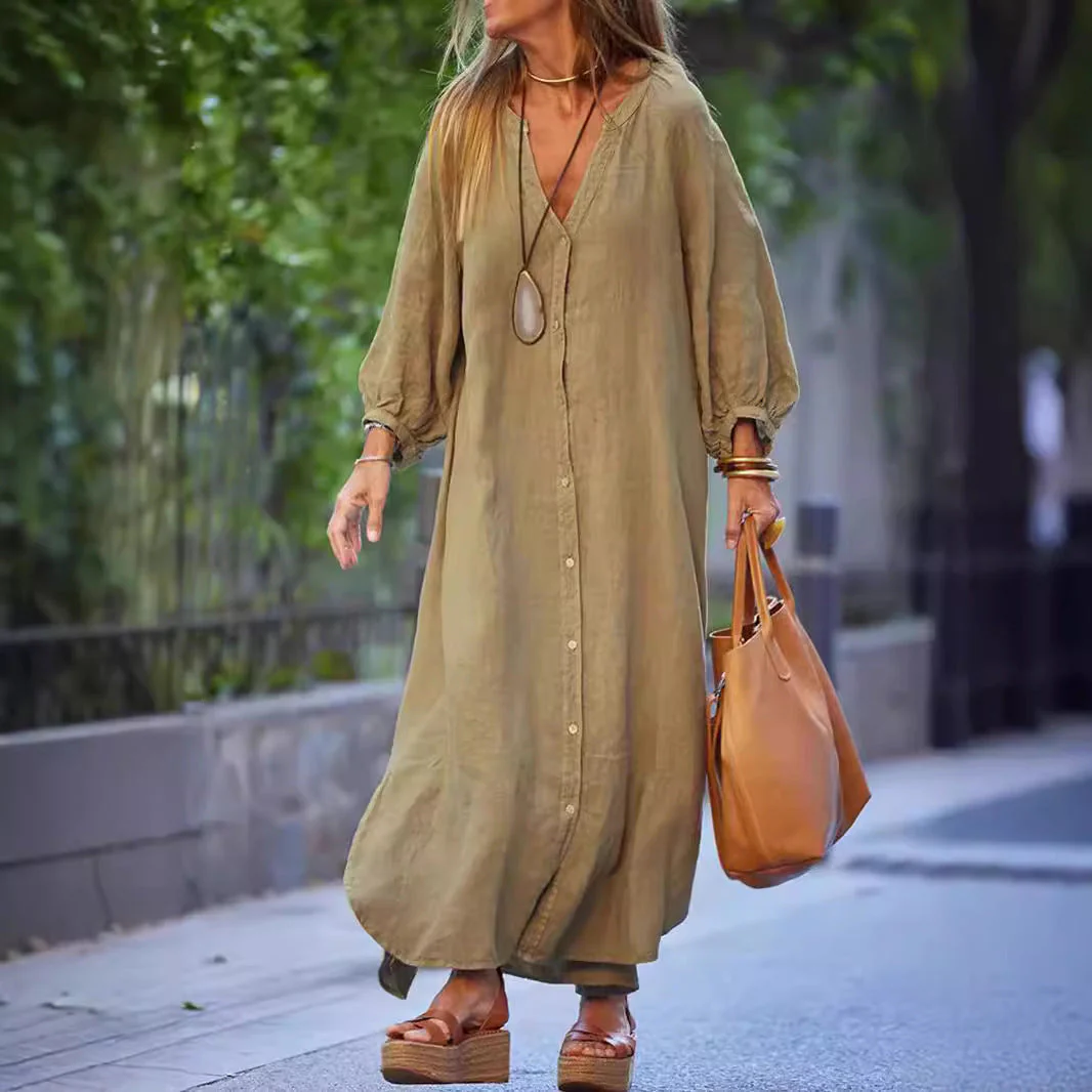 Damen Leichte Sommerkleid Aus Leinen Heidi-Mode - Image 3