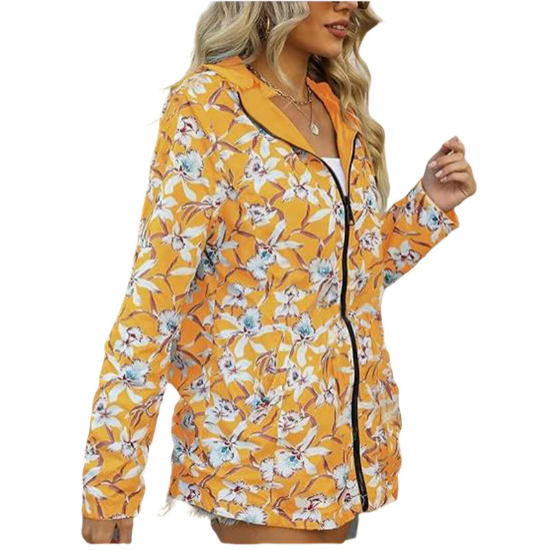 Damen leichte Übergangsjacke mit floralem Innenfutter Heidi-Mode - Image 2