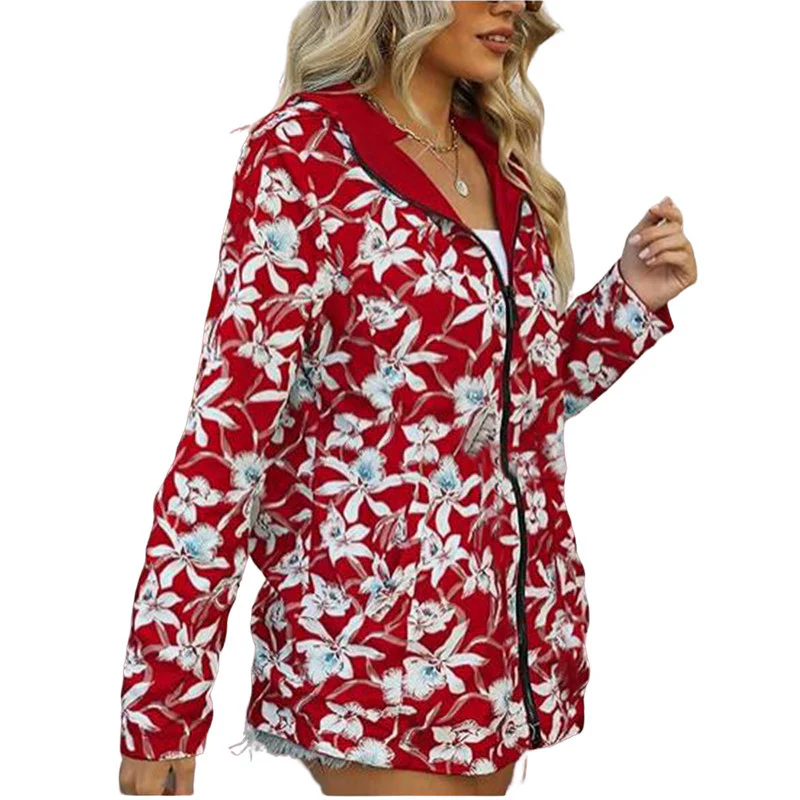 Damen leichte Übergangsjacke mit floralem Innenfutter Heidi-Mode - Image 4
