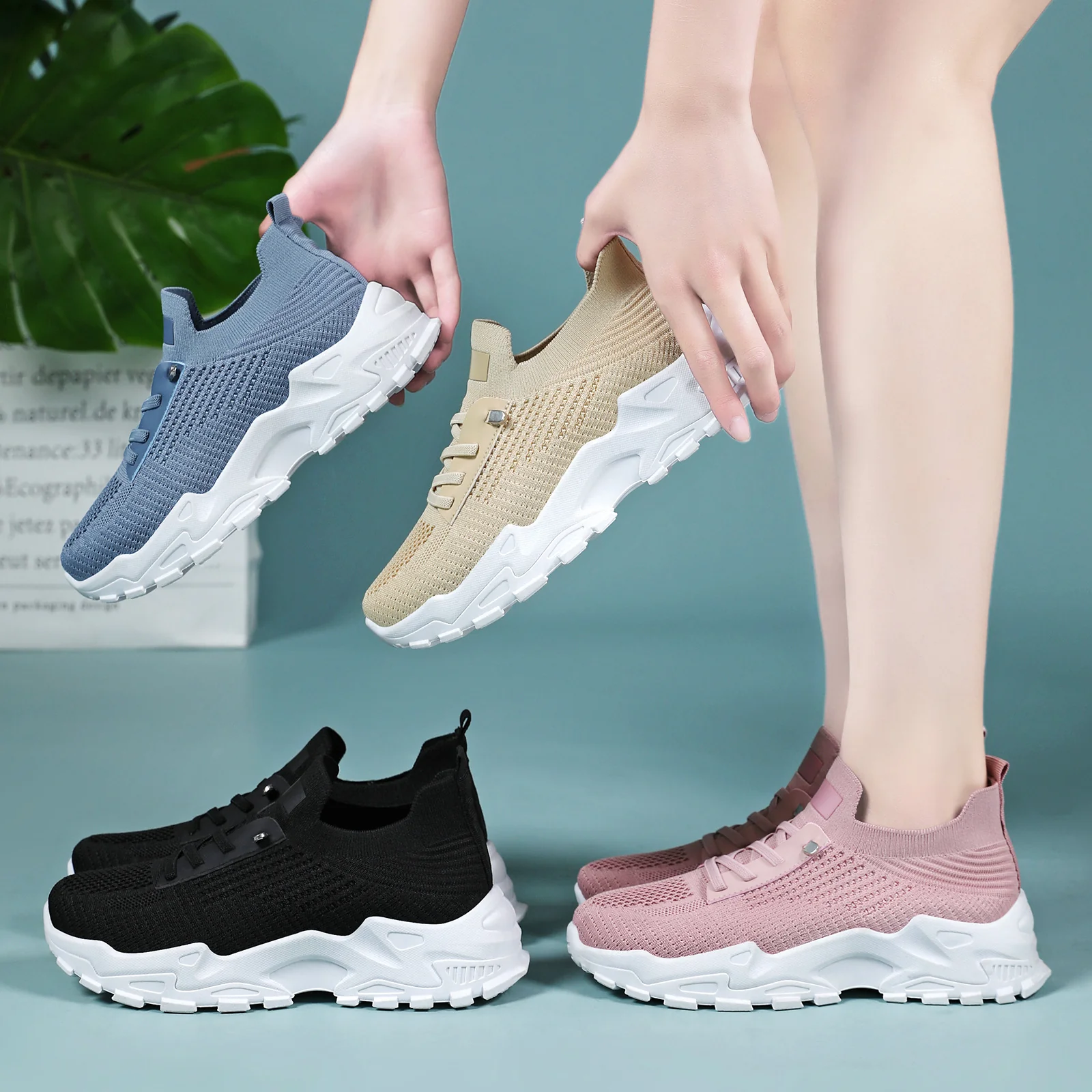 Damen Leichte und atmungsaktive Sneakers mit innovativer Stricktechnologie Heidi Mode - Image 4