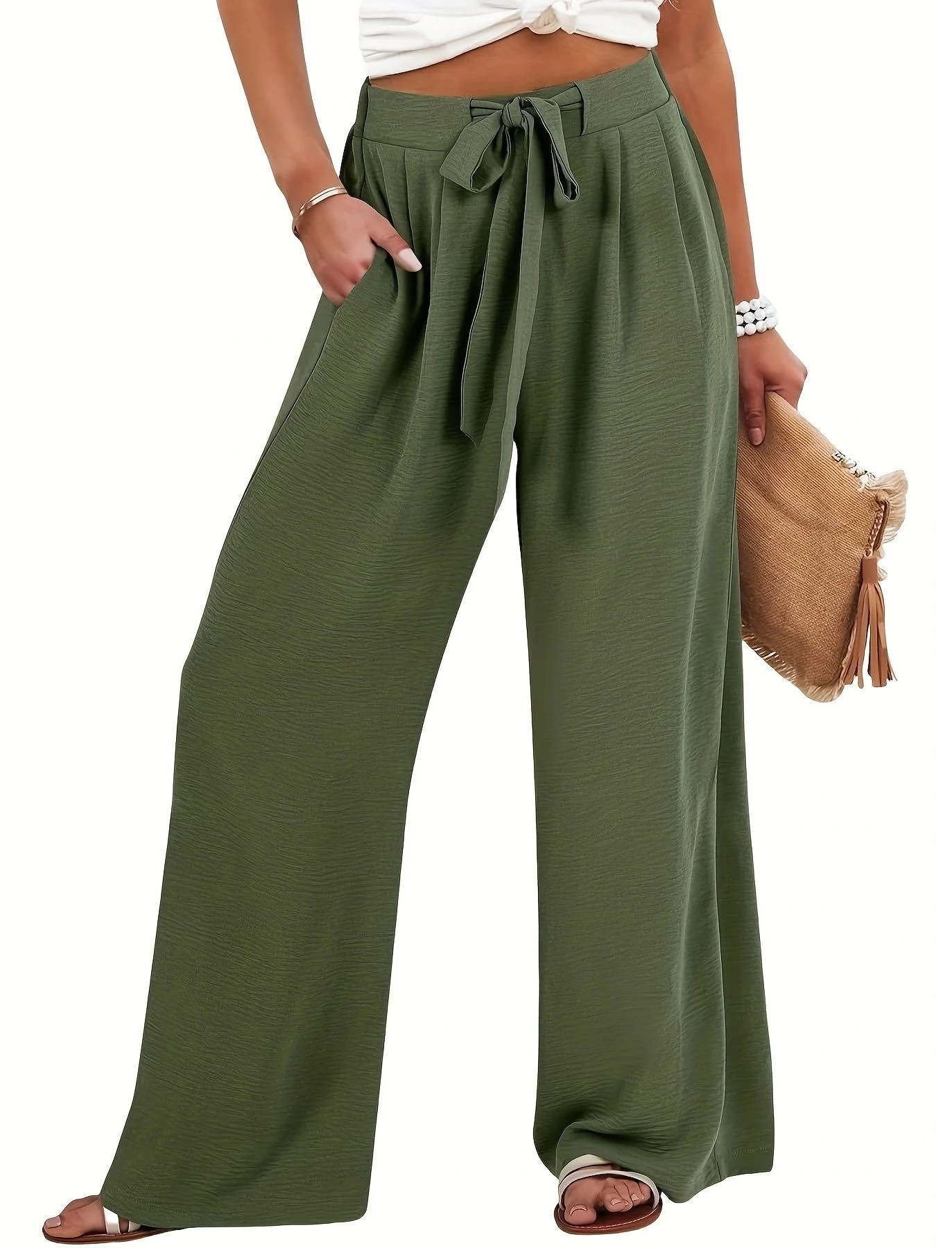 Damen Leichte und luftige Palazzohose mit seitlichen Taschen Heidi-Mode - Image 10