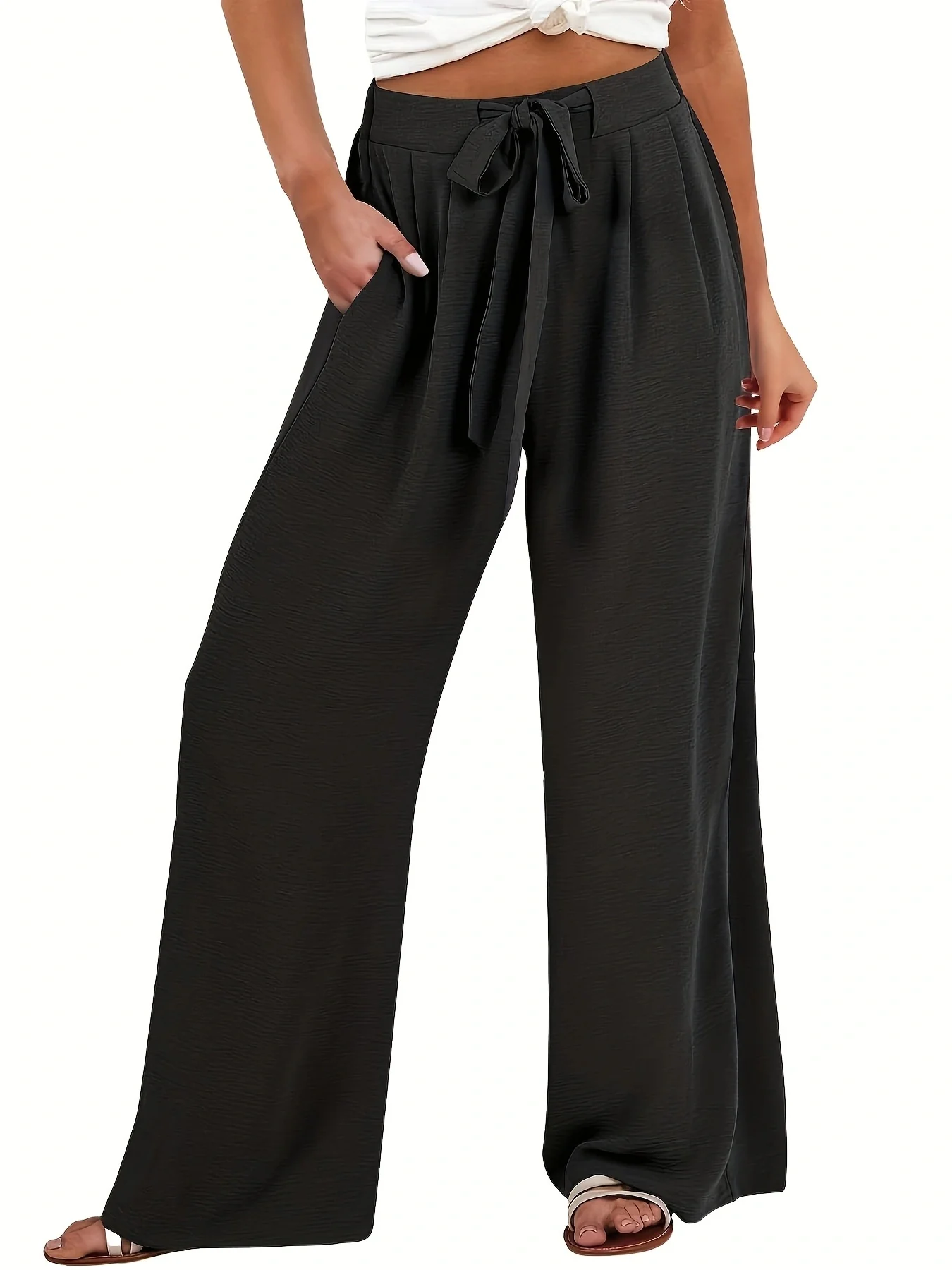 Damen Leichte und luftige Palazzohose mit seitlichen Taschen Heidi-Mode - Image 9