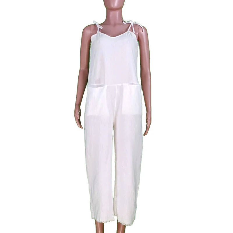Damen Leinen-Jumpsuit mit Stylischem V-Ausschnitt und Praktischen Taschen Heidi-Mode - Image 5
