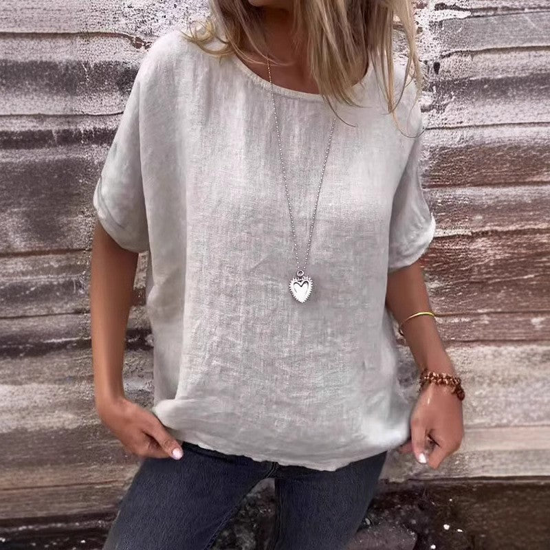 Damen Leinenbluse mit Lockerem Schnitt und Modischen Halbärmeln Heidi-Mode - Image 6