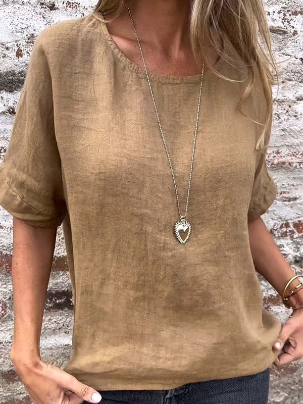 Damen Leinenbluse mit Lockerem Schnitt und Modischen Halbärmeln Heidi-Mode - Image 7