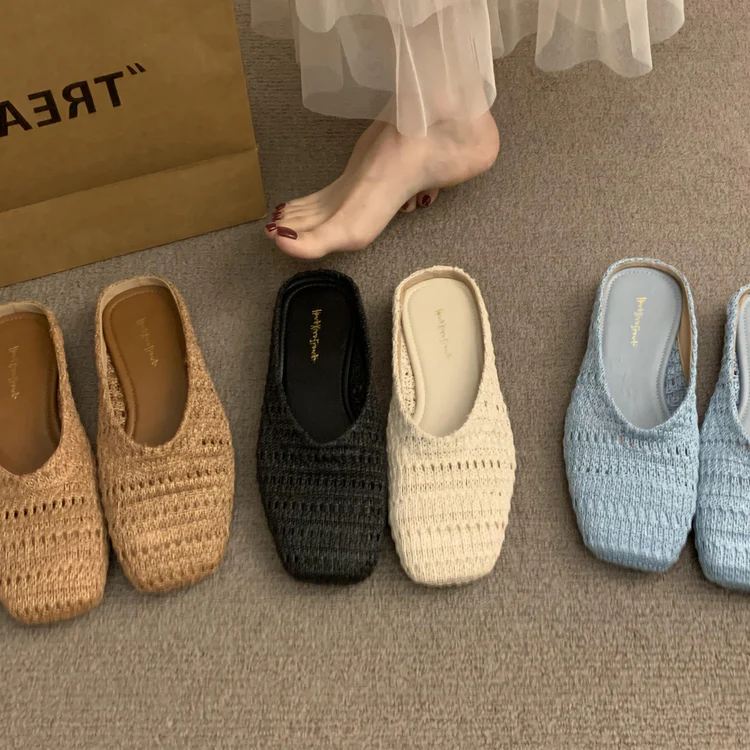 Damen luftige Sommer Slipper mit handgearbeiteter Häkelstruktur Heidi Mode - Image 3