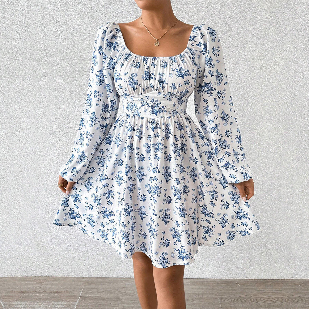 Damen Luftiger Blumenkleid mit Eleganter Raffung und Langen Ärmeln Heidi-Mode - Image 6
