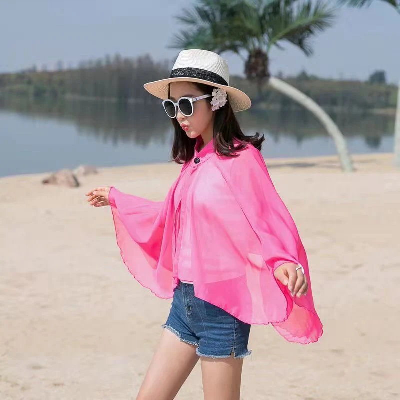 Damen Luftiger Chiffon-Kimono mit Weit Ausgestellten Ärmeln Heidi-Mode - Image 14