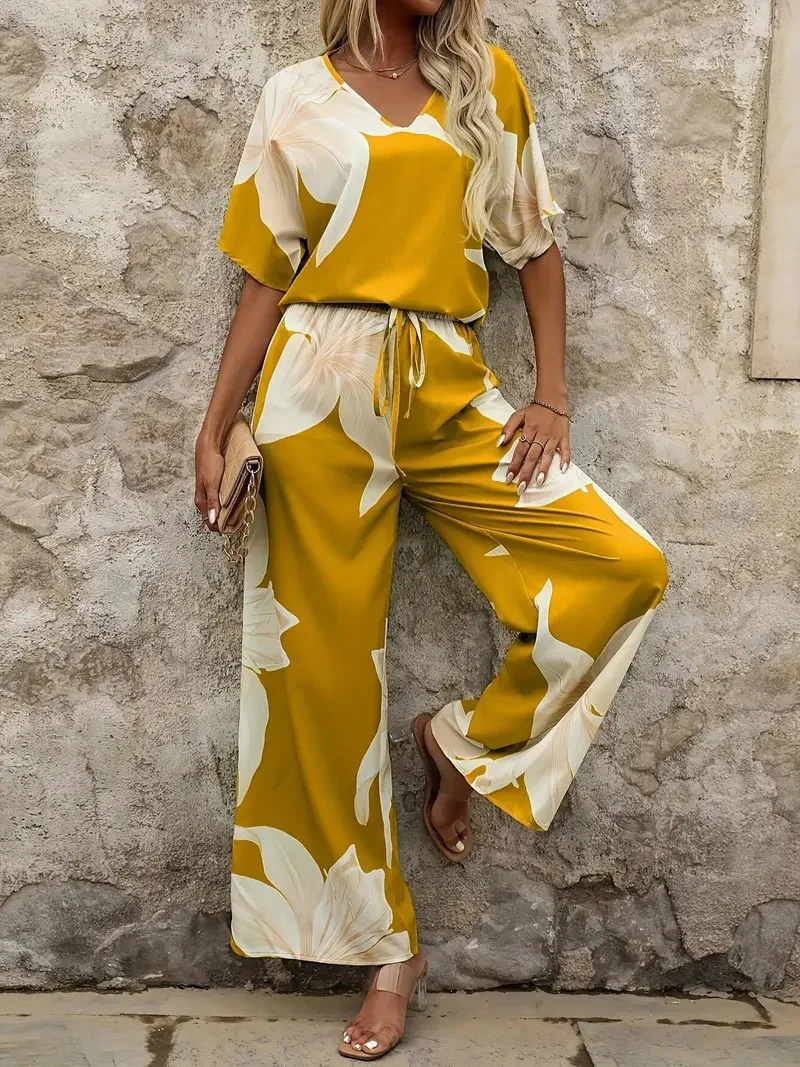 Damen luftiger Hosenanzug mit floralem Print und elastischem Bund Heidi-Mode - Image 6
