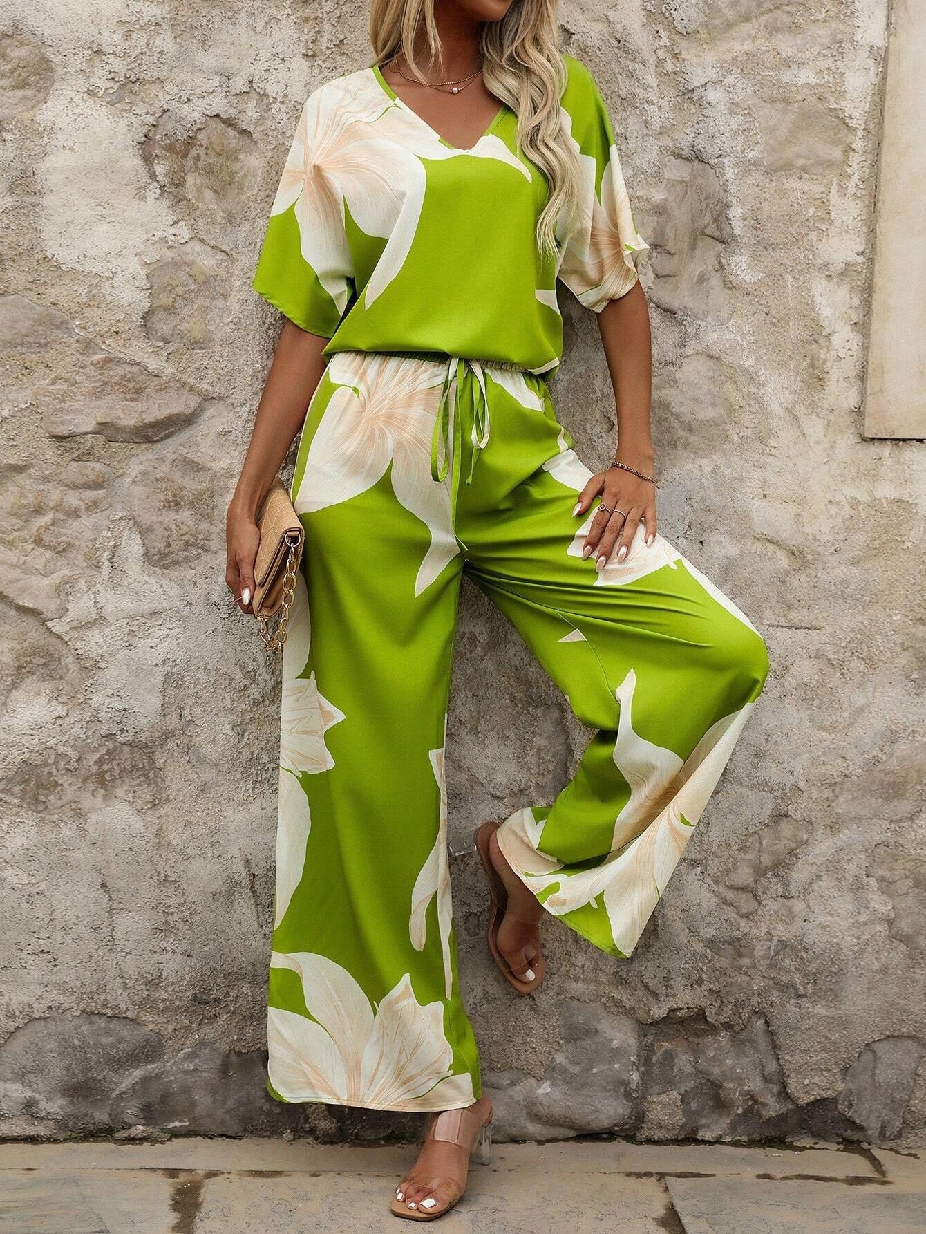 Damen luftiger Hosenanzug mit floralem Print und elastischem Bund Heidi-Mode - Image 7