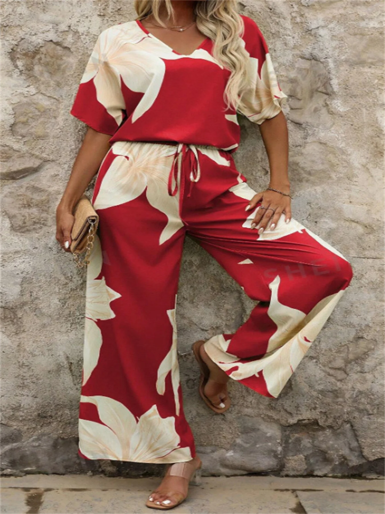 Damen luftiger Hosenanzug mit floralem Print und elastischem Bund Heidi-Mode - Image 8