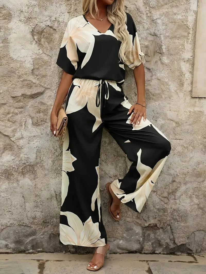 Damen luftiger Hosenanzug mit floralem Print und elastischem Bund Heidi-Mode - Image 9