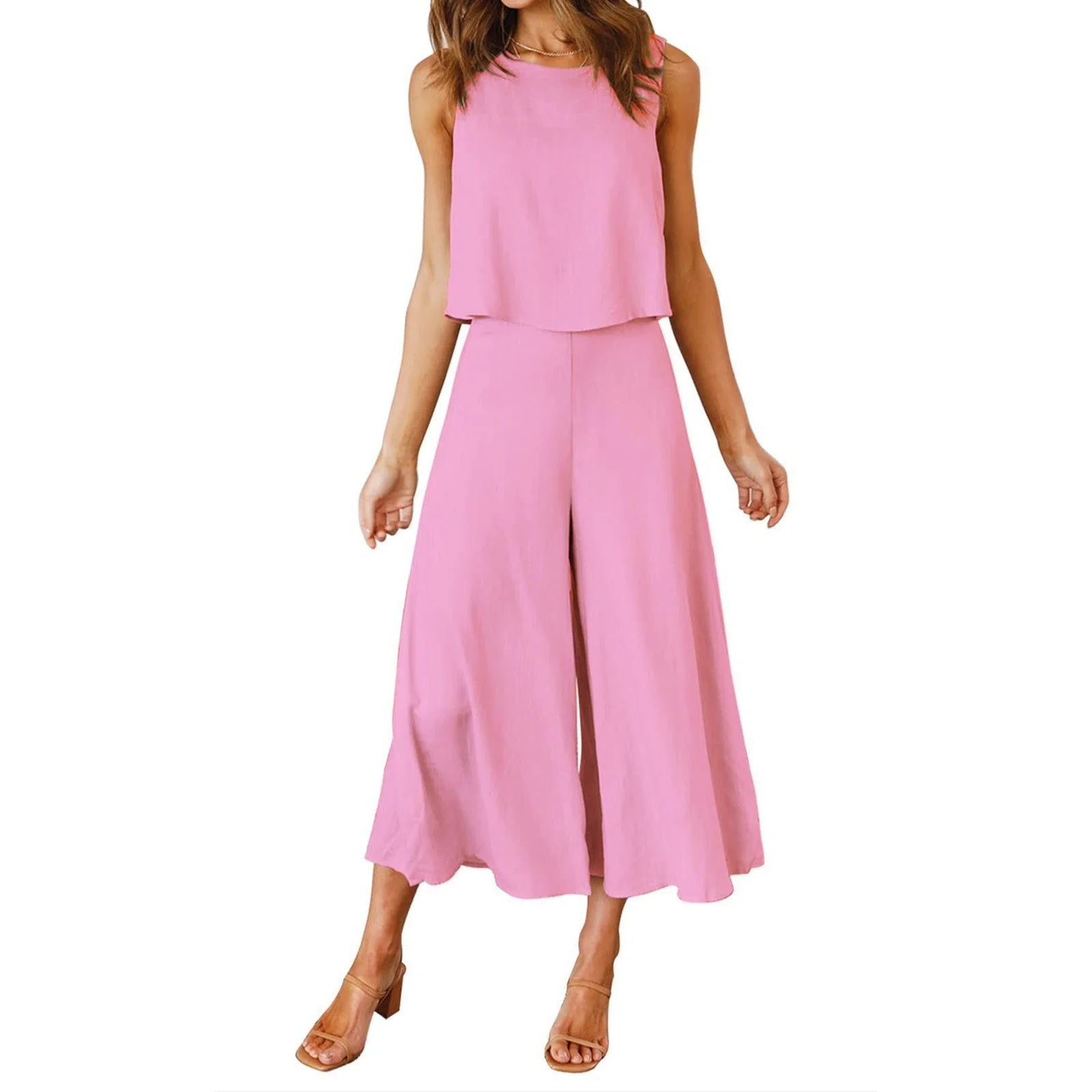 Damen Luftiger Jumpsuit mit Schwingendem Bein und Ärmellosem Design Heidi-Mode - Image 2