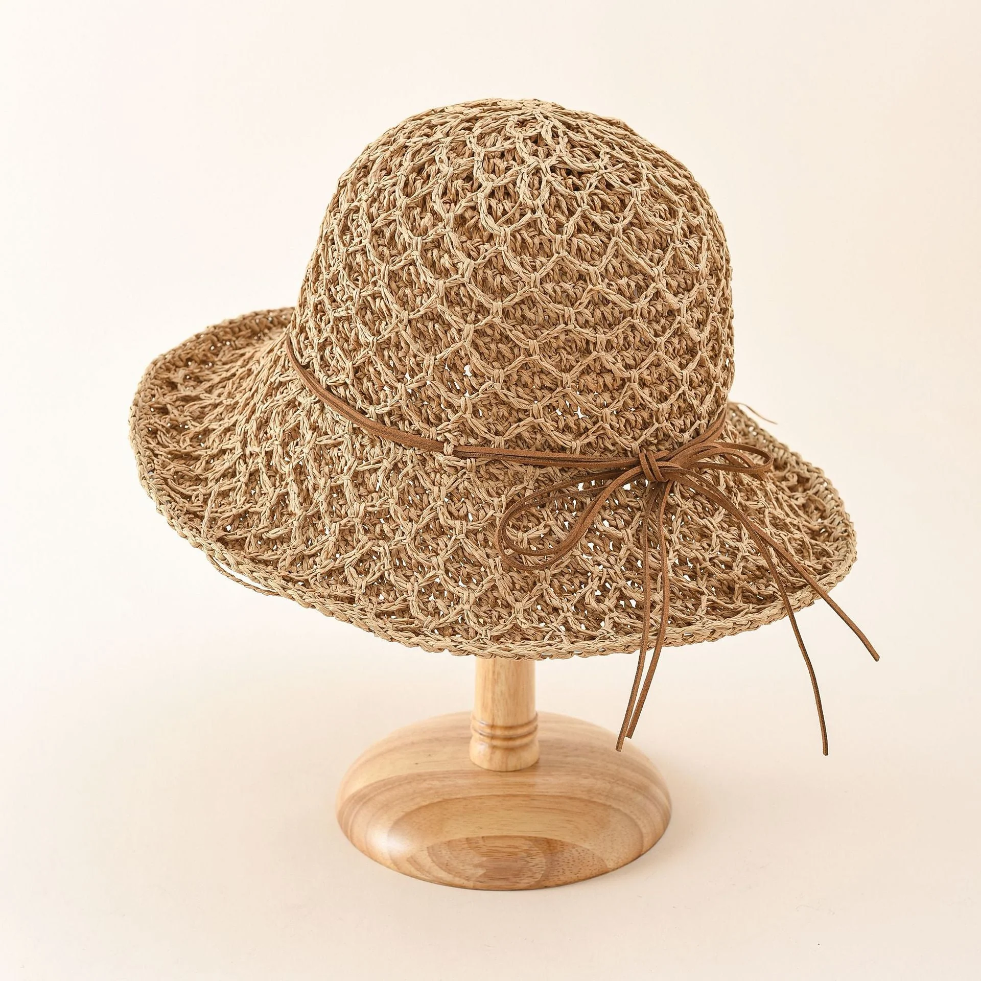 Damen Luftiger Strohhut mit Feiner Netzstruktur und Elegantem Kordelzug Heidi-Mode - Image 7
