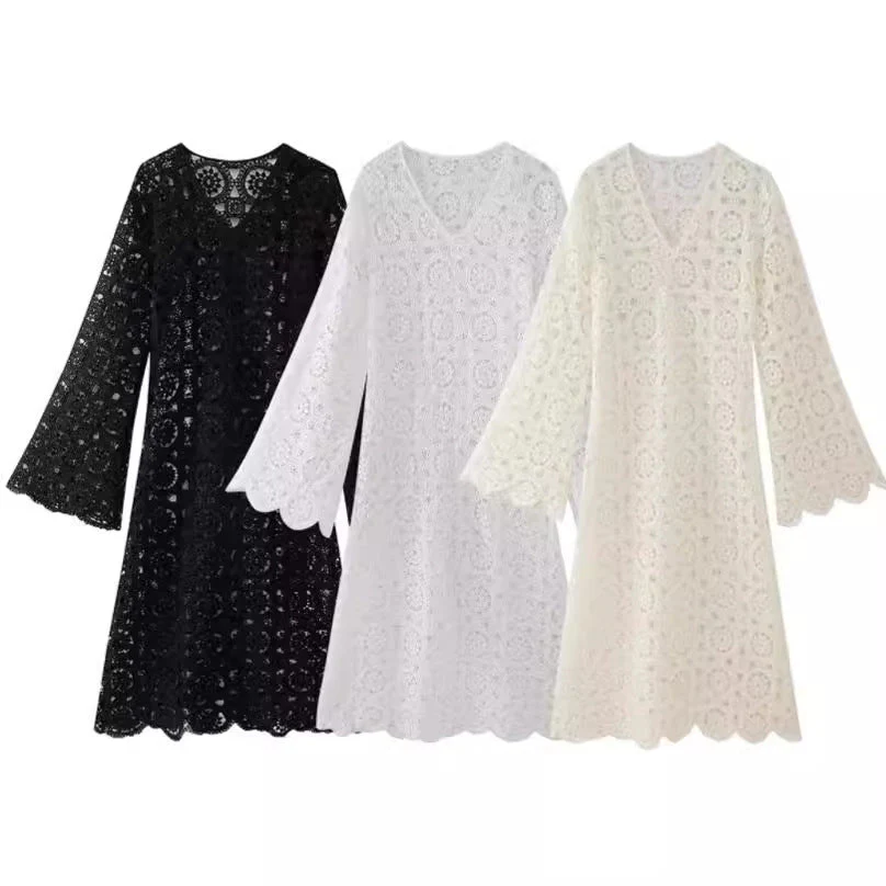Damen Luftiges Häkelkleid mit Weiten Ärmeln Heidi-Mode - Image 5