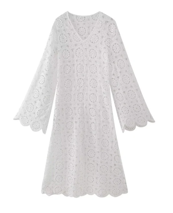 Damen Luftiges Häkelkleid mit Weiten Ärmeln Heidi-Mode - Image 7
