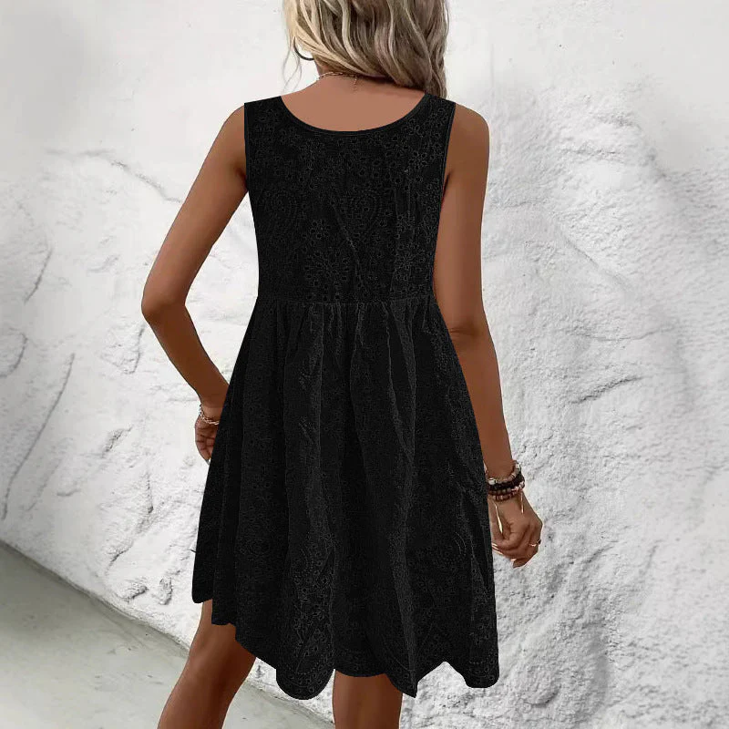 Damen Luftiges Sommerkleid mit Dekorativem Lochmuster und Süßen Trägern Heidi-Mode - Image 3