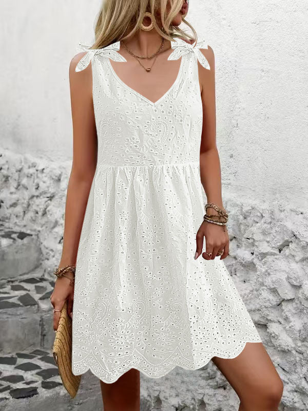 Damen Luftiges Sommerkleid mit Dekorativem Lochmuster und Süßen Trägern Heidi-Mode - Image 7