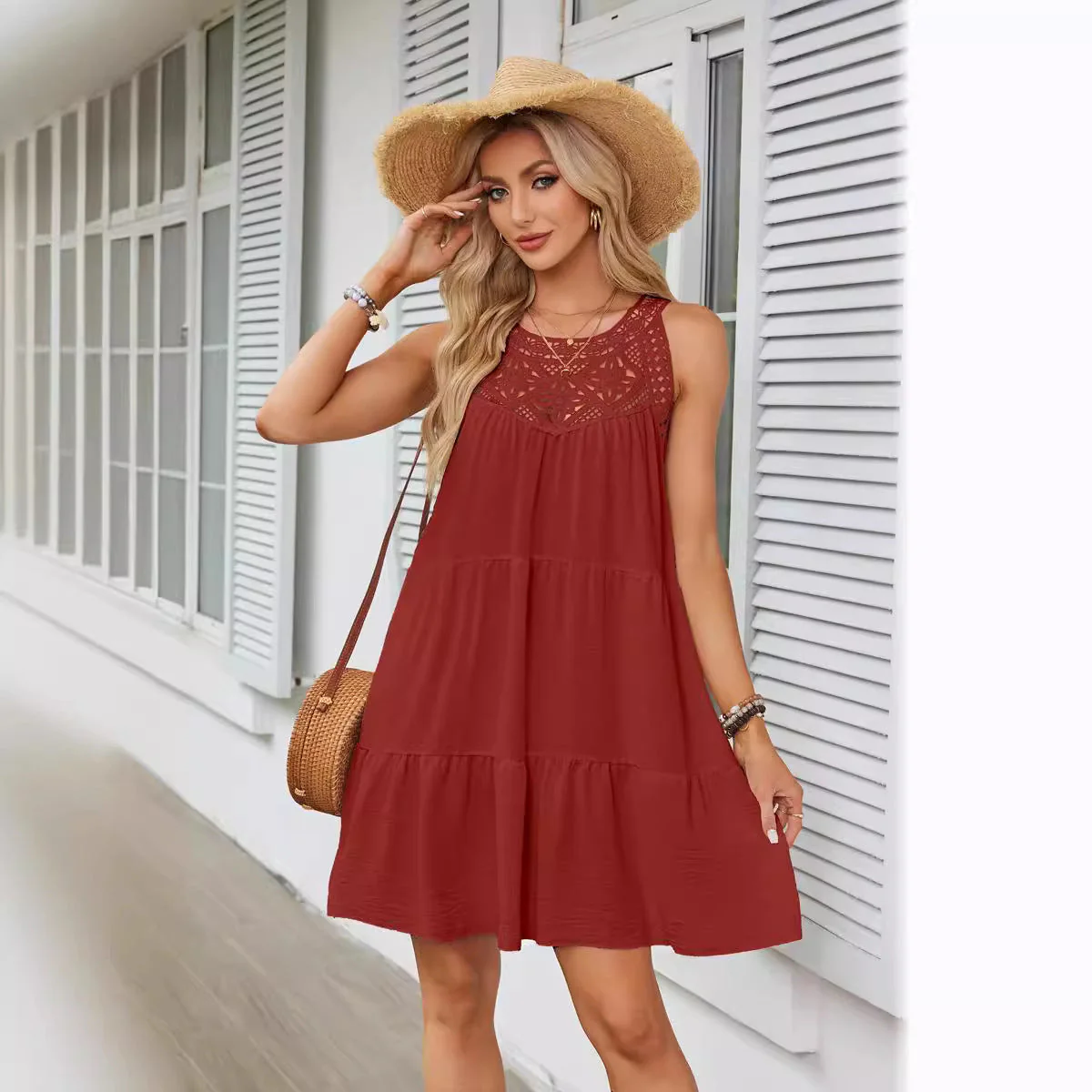 Damen Luftiges Sommerkleid mit Spitzeneinsatz Heidi-Mode - Image 2