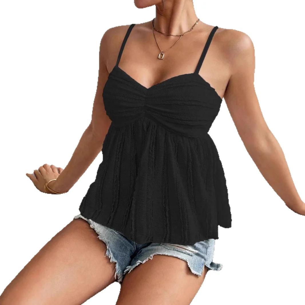Damen luftiges Sommeroberteil mit Raffung und Spaghettiträgern Heidi-Mode - Image 5