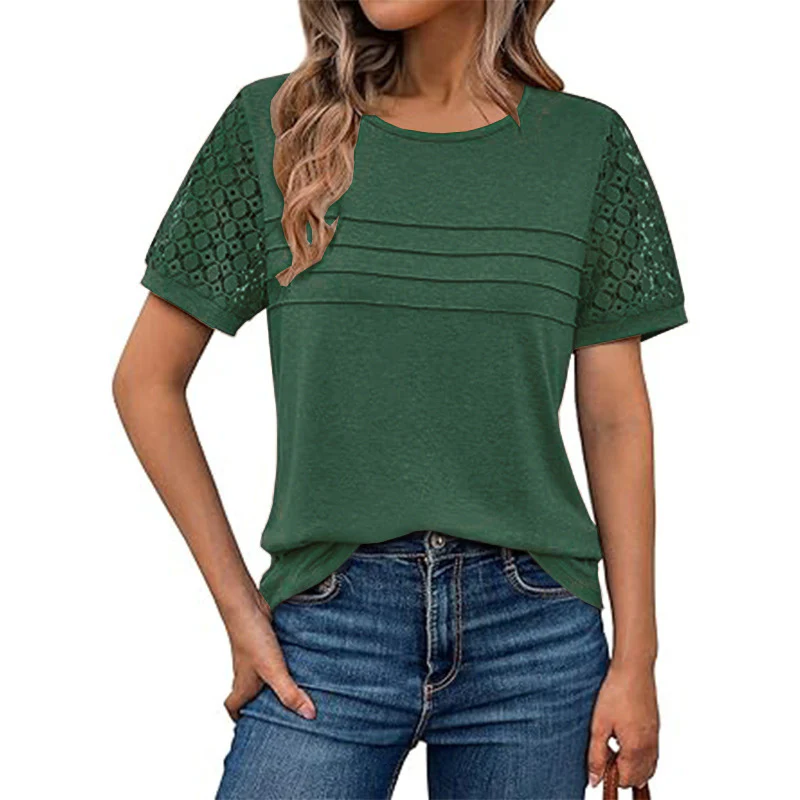 Damen luftiges T-Shirt mit attraktiven Häkelärmeln Heidi-Mode - Image 6