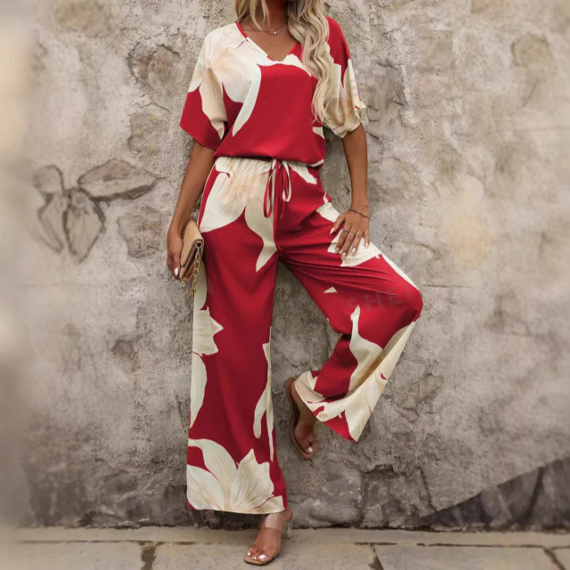 Damen Luftiges Zweiteiliges Set mit floralem Design und weitem Schnitt Heidi-Mode - Image 4