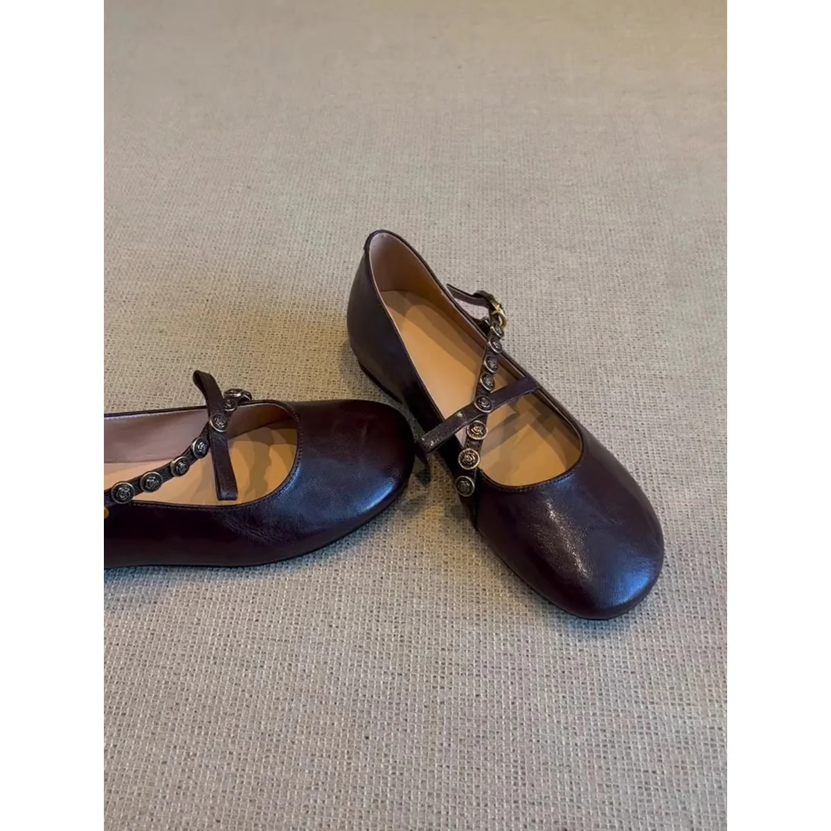 Damen Mary Jane Ballerinas mit dekorativem Riemen und bequemer Sohle Heidi Mode