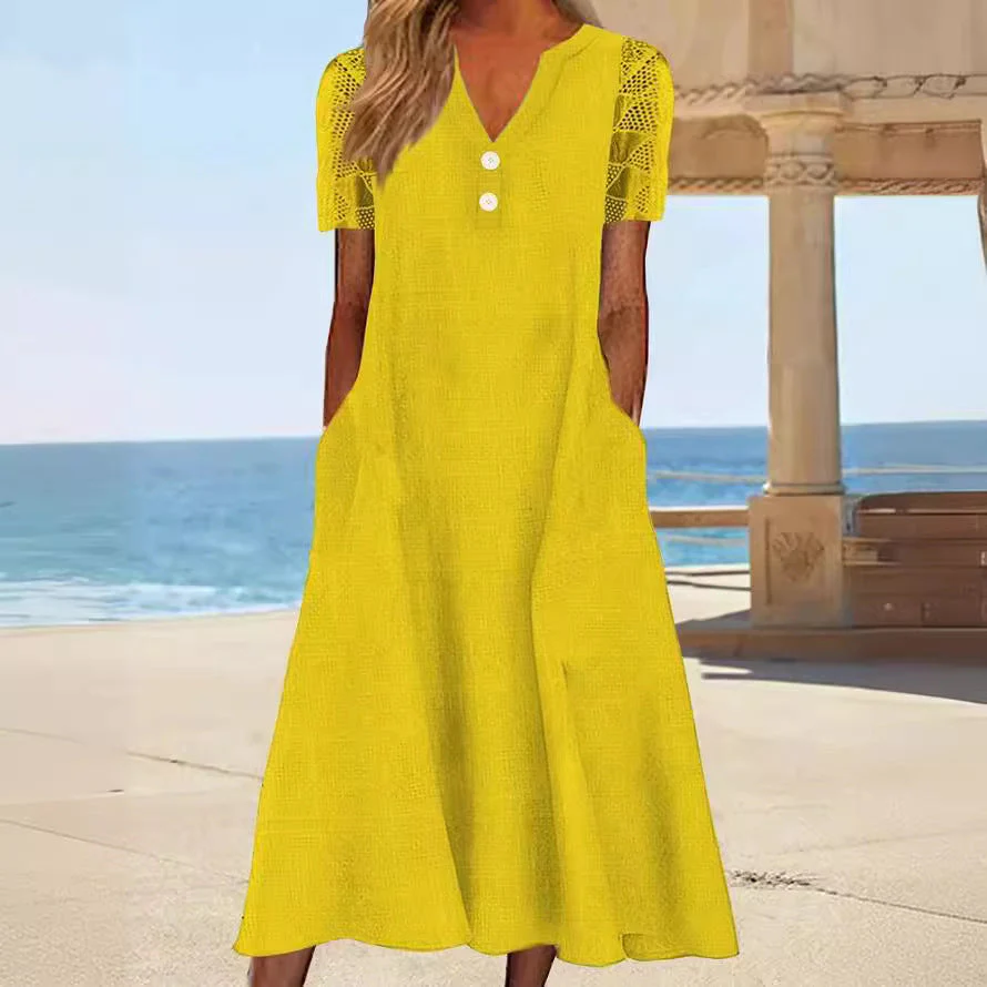 Damen Maxi-Kleid mit Floralem Design und Praktischem Knopfverschluss Heidi-Mode - Image 3