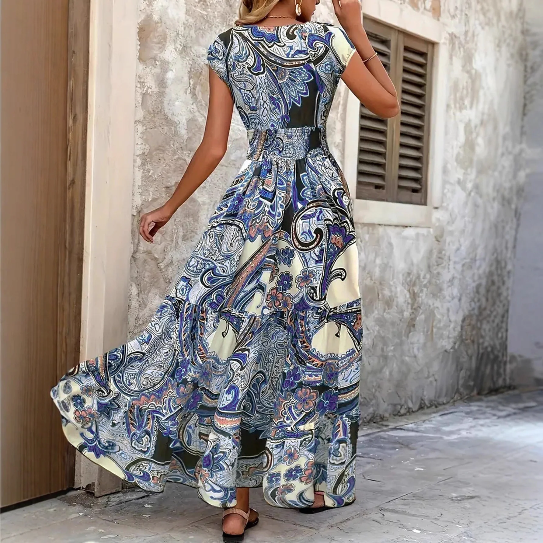 Damen Maxi-Kleid mit floralem Paisley-Muster und schmeichelndem Schnitt Heidi-Mode - Image 3