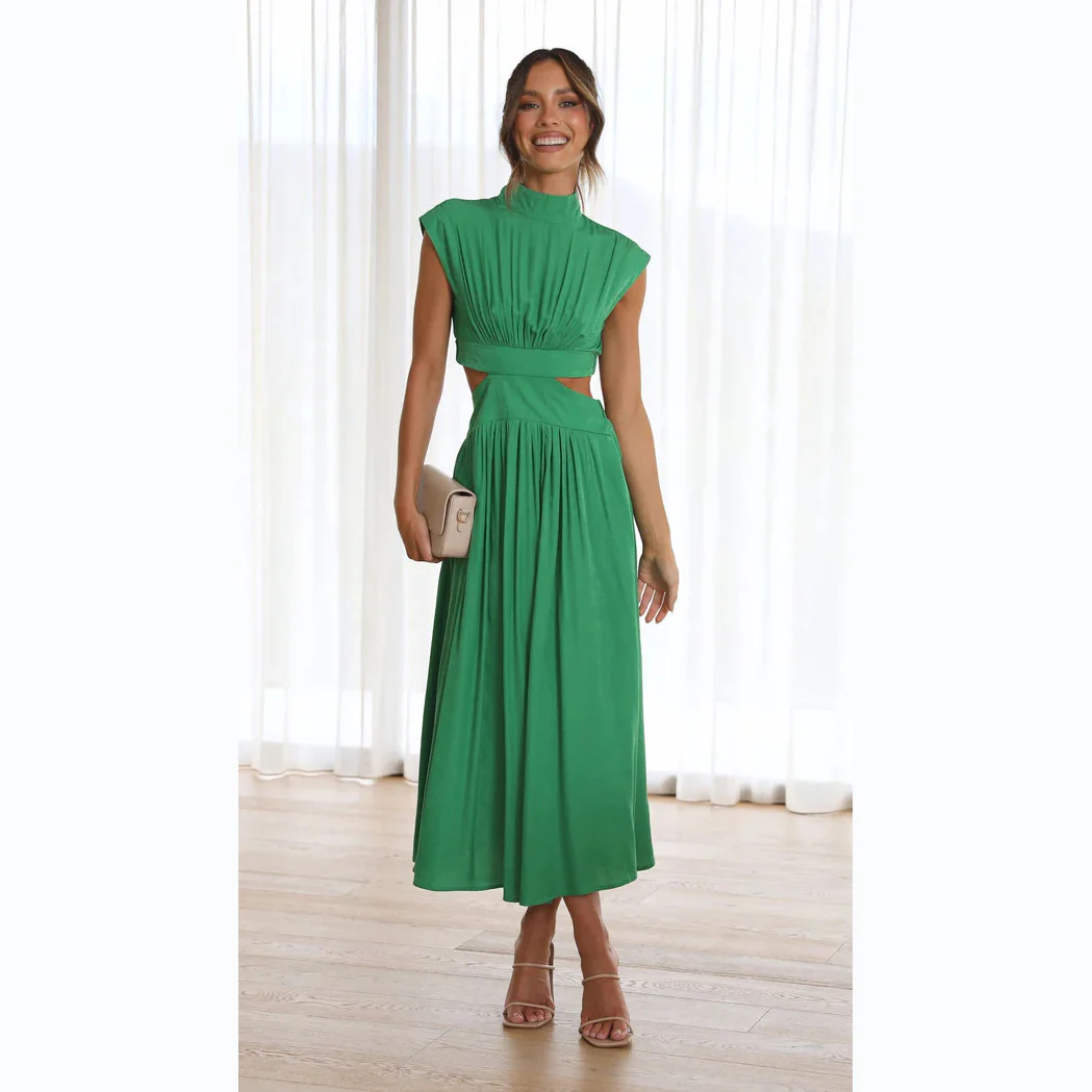 Damen Maxi-Kleid mit schickem Stehkragen und elegantem Cut-Out Heidi-Mode - Image 11