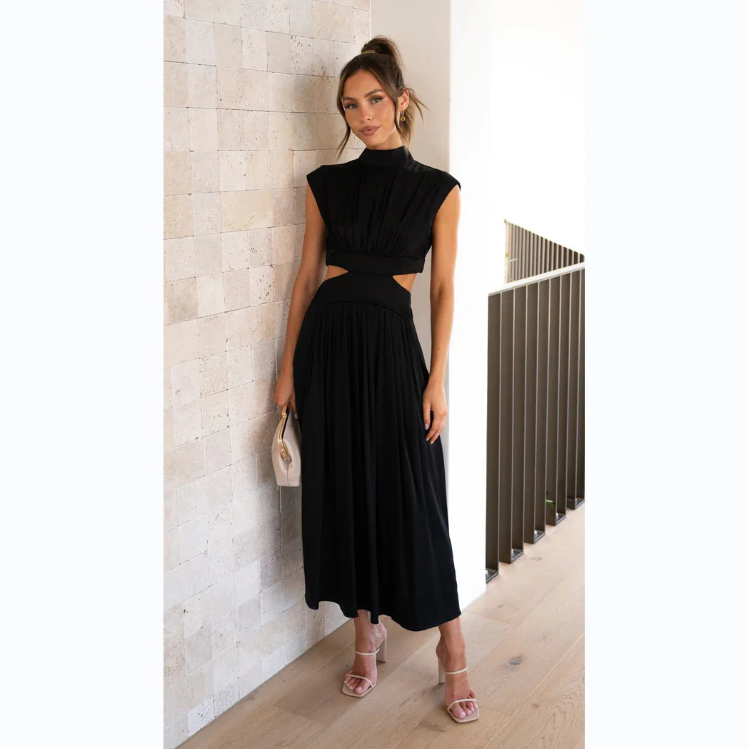 Damen Maxi-Kleid mit schickem Stehkragen und elegantem Cut-Out Heidi-Mode - Image 3