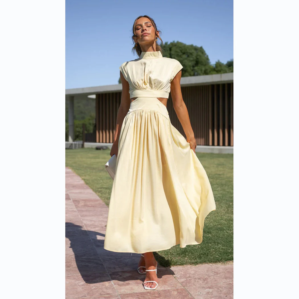 Damen Maxi-Kleid mit schickem Stehkragen und elegantem Cut-Out Heidi-Mode - Image 5