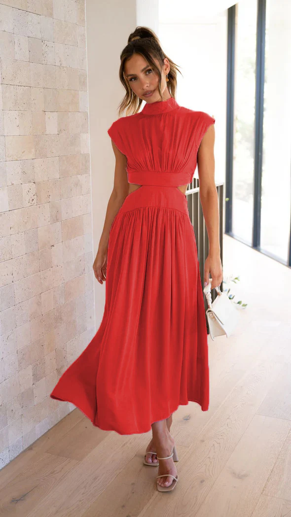 Damen Maxi-Kleid mit schickem Stehkragen und elegantem Cut-Out Heidi-Mode - Image 6