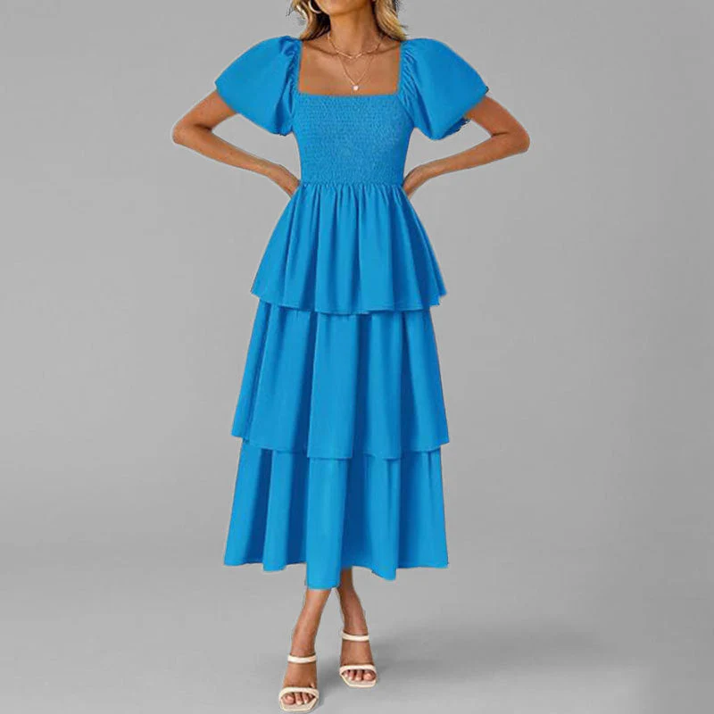 Damen Maxikleid mit Bezauberndem Stufen-Look und Puffärmeln Heidi-Mode - Image 11