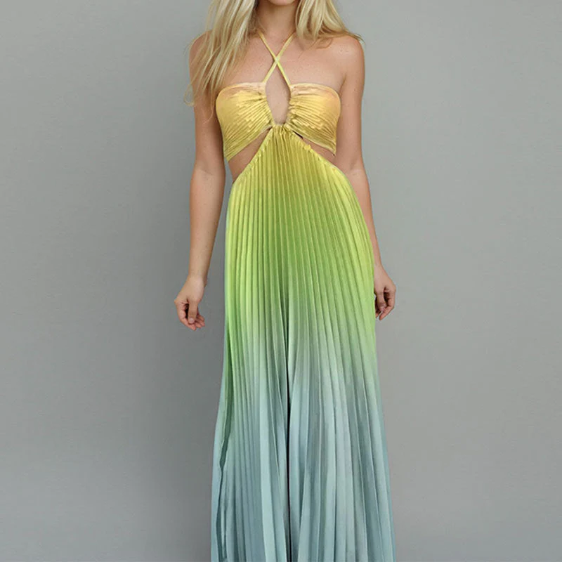 Damen Maxikleid mit Cut-Out-Details und Plisseefalten Heidi-Mode - Image 3