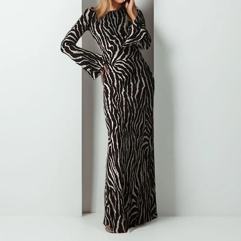 Damen Maxikleid mit Einem Modernen Zebra-Print und Asymmetrischem Schnitt Heidi-Mode - Image 2